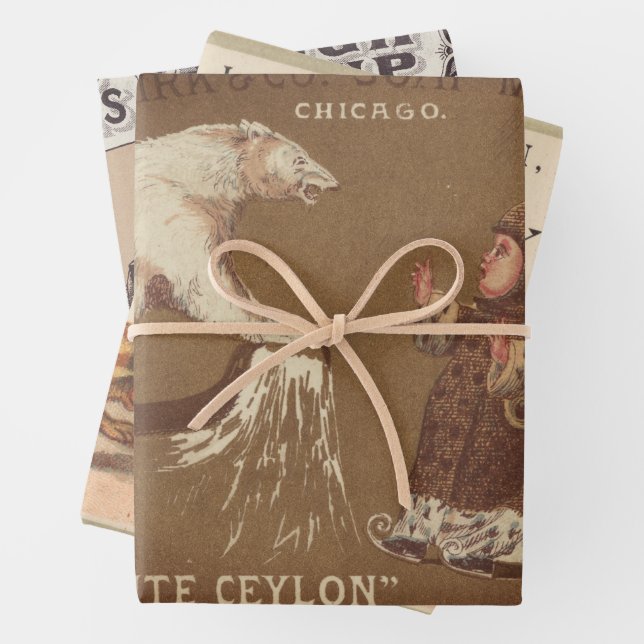 Hunde tragen Vintage amerikanische Werbekunst | Geschenkpapier Set (Beispiel)