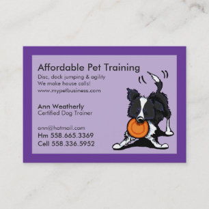 Hunde Trainer Pet Training Border Collie Lila Visitenkarte