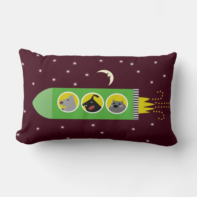 Hunde-u. Katzen-Rocket-Schiff Lendenkissen (Vorderseite)