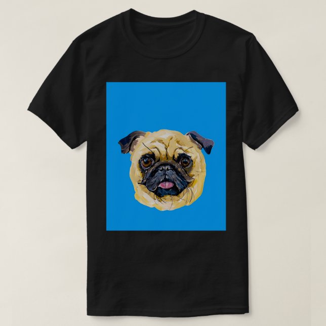 Hunde über Menschen Mops zeichnend Grafik T-Shirt (Design vorne)