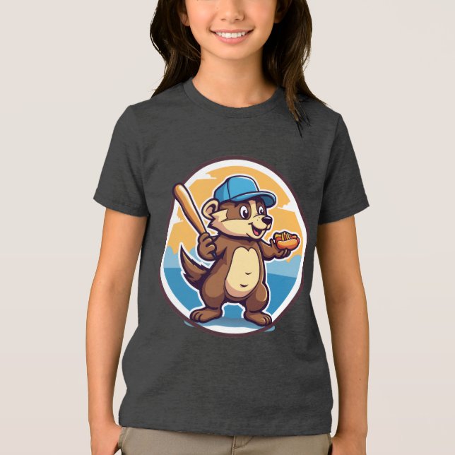 Hunde und Baseball Tri-Blend Shirt (Vorderseite)