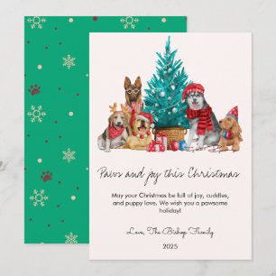 Hunde und Baum Haustier Lover Weihnachtsfeiertag Feiertagskarte