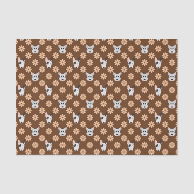 Hunde und Blume braun Seidenpapier (Vorderseite)
