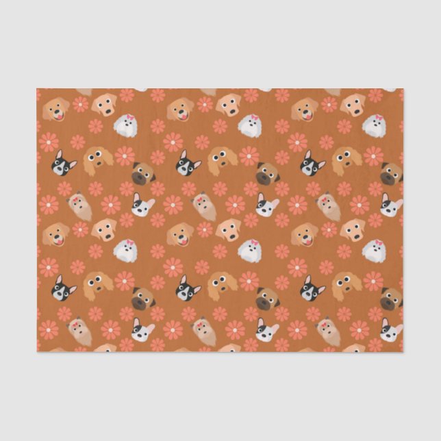 Hunde und Blume rosten Seidenpapier (Vorderseite)