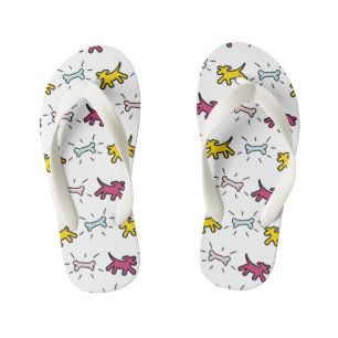 Hunde und Bone Graffiti Style Kids Umdreh Flop 2 Kinderbadesandalen
