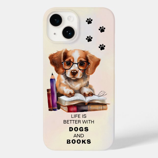 Hunde und Bücher Liebhaber Case-Mate iPhone Hülle (Rückseite)