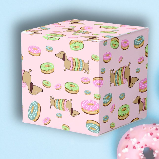 Hunde und Donuts Geburtstag Gunst Füchse Dackeln Geschenkschachtel (Dachshunds & Donuts favor birthday box or baby shower)