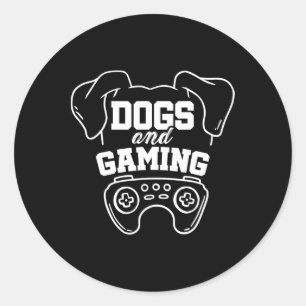 Hunde und Gaming Gamer Video Game Player Games Ner Runder Aufkleber