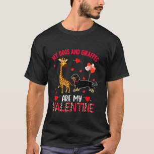 Hunde und Giraffen sind mein Valentinstag-Dachshun T-Shirt