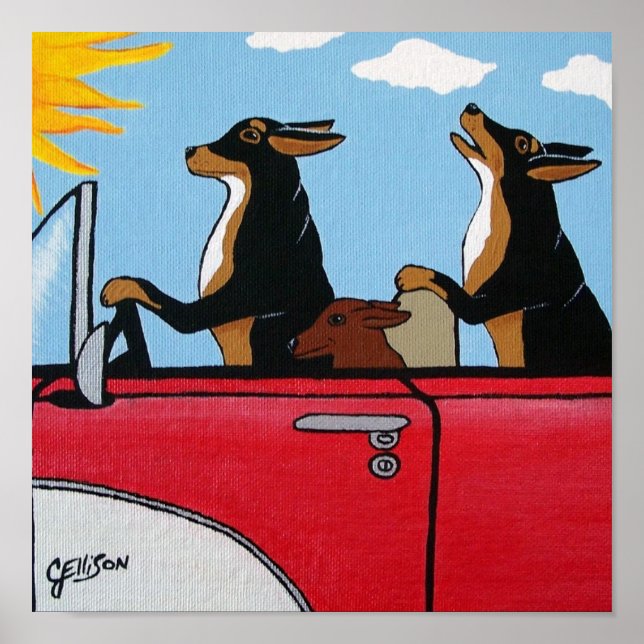 Hunde und Hunde auf Reisen Kunst, Dichtung und Mus Poster (Vorne)