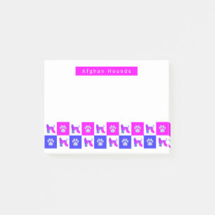 Hunde und Hunde aus Afghanistan und Paw Hot Pink & Post-it Klebezettel