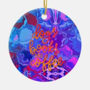 Hunde und Kaffee abstrakt Keramik Ornament