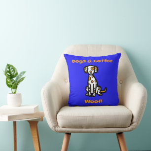 Hunde und Kaffee Woof! Kissen
