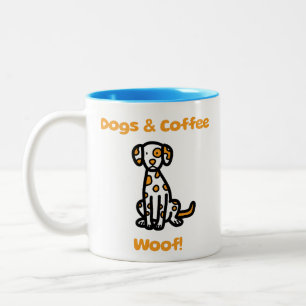 Hunde und Kaffee Woof! Zweifarbige Tasse
