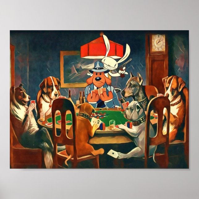 Hunde und Kaninchen spielen Poker Sam Max TShirts  Poster (Vorne)