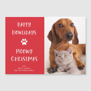 Hunde und Katze mit Foto  Weihnachtsfeiertag Magnetkarte