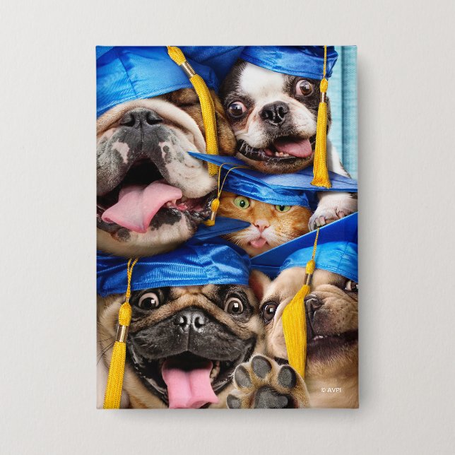 Hunde- und Katzen-Absolventen im Fotobooth Button (Vorderseite)