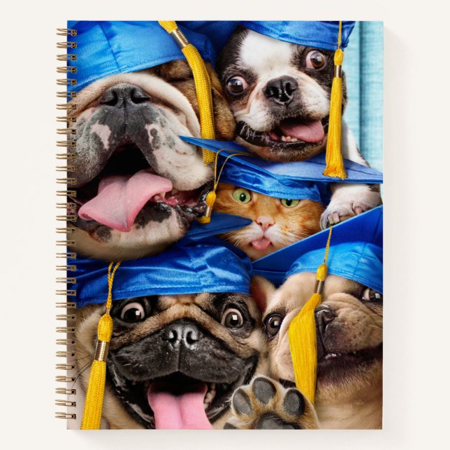 Hunde- und Katzen-Absolventen im Fotobooth Notizbuch (Vorderseite)