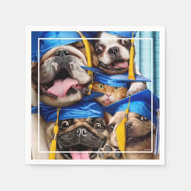 Hunde- und Katzen-Absolventen im Fotobooth Serviette (Vorderseite)