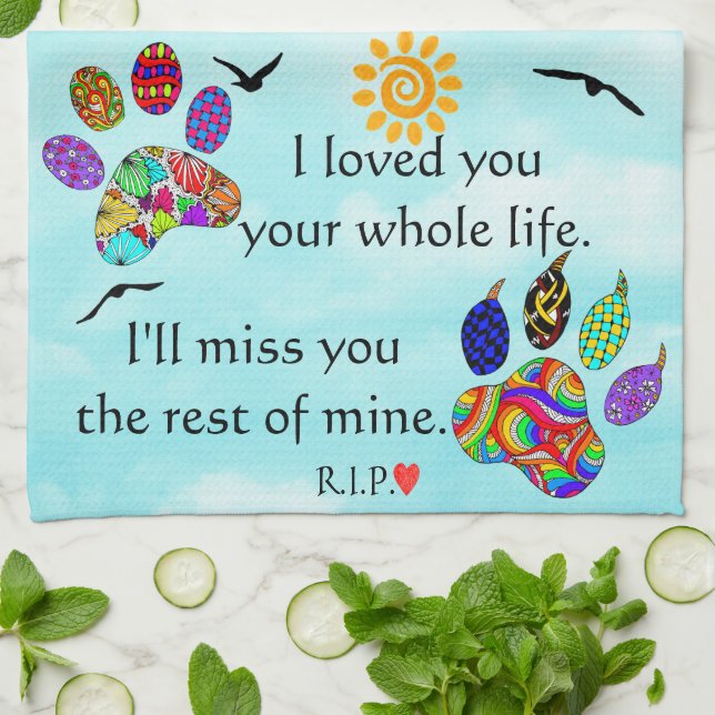 Hunde und Katzen Beileid Memorial Küchentücher (Gefaltet)