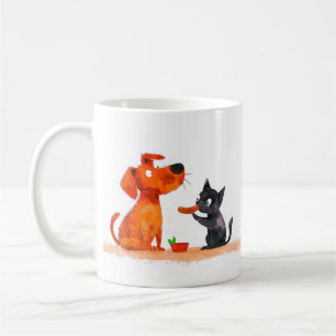 Hunde- und Katzen-Cartoon Kaffeetasse