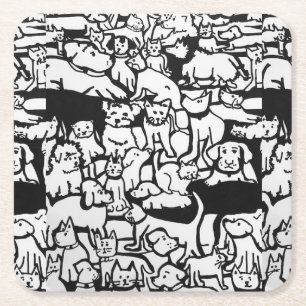 Hunde und Katzen Cartoon" Untersetzer