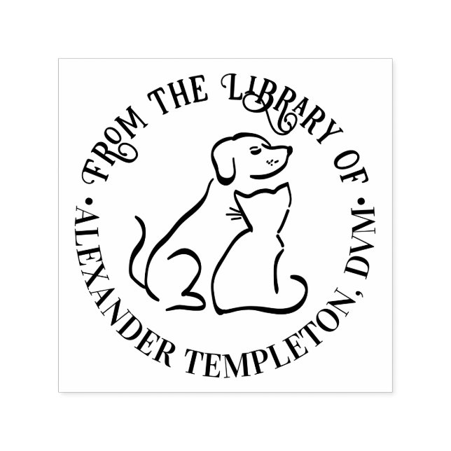 Hunde und Katzen Freunde #2 Round Library Book Nam Permastempel (Design)