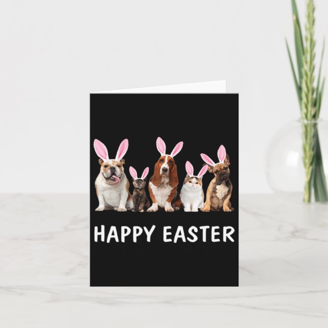 Hunde und Katzen frohe Ostern lustiges Geschenk fü Karte (Vorderseite)
