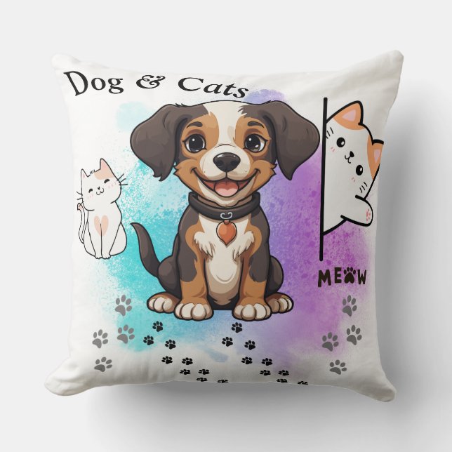Hunde und Katzen Kissen (Vorderseite)