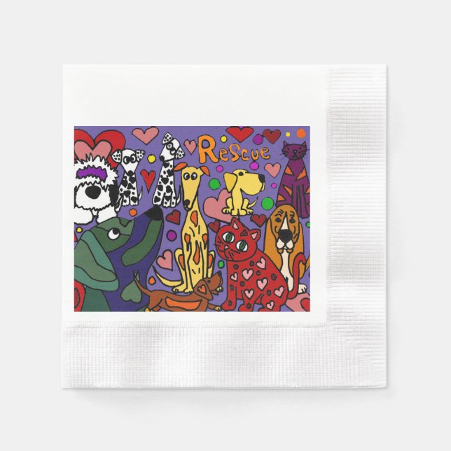 Hunde und Katzen Liebe Abstrakt Serviette (Vorderseite)