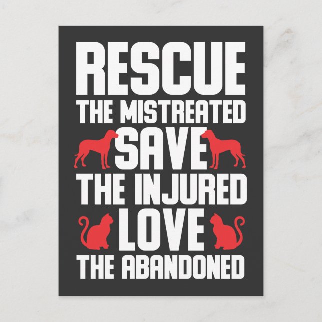 Hunde und Katzen Liebe Tierschutzbewusstsein Postkarte (Vorderseite)