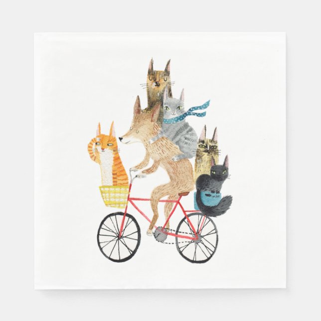 Hunde und Katzen mit dem Fahrrad Serviette (Vorderseite)