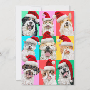Hunde und Katzen mit Santa-Bart Einladung