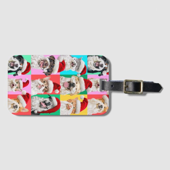Hunde und Katzen mit Santa Bart Gepäckanhänger (Vorderseite (Horizontal))