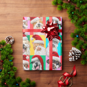 Hunde und Katzen mit Santa Bart Geschenkpapier