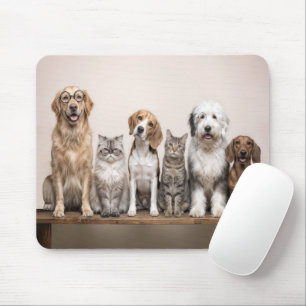 Hunde und Katzen mit skurrilen Brillen Mousepad