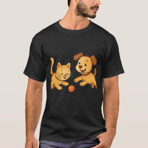 Hunde und Katzen spielen zusammen T-Shirt