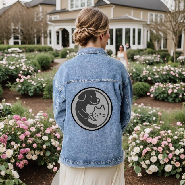Hunde- und Katzenfreundschaft Jeansjacke (Hochzeit Rückseite)