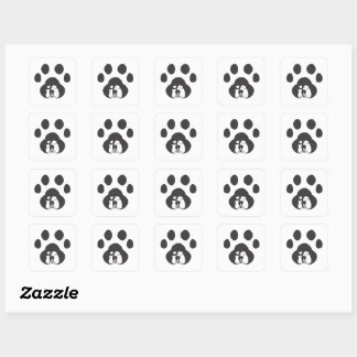 Hunde- und Katzenpfoten-Liebesdesign-Aufkleber Quadratischer Aufkleber