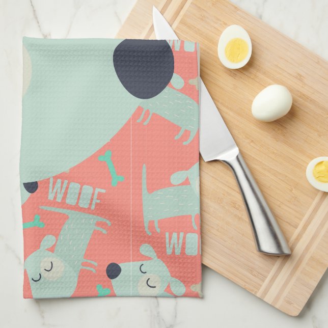 Hunde und Knochen Geschirrtuch (Viertel Falte)
