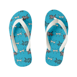 Hunde und Knochen Graffiti Style Blue Kids drehte Kinderbadesandalen