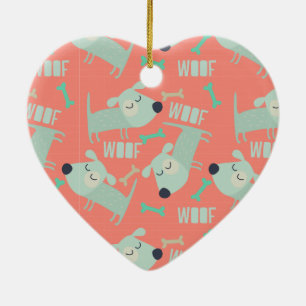 Hunde und Knochen Keramik Ornament