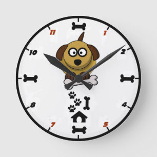 Hunde-und Knochen-Wanduhr Runde Wanduhr