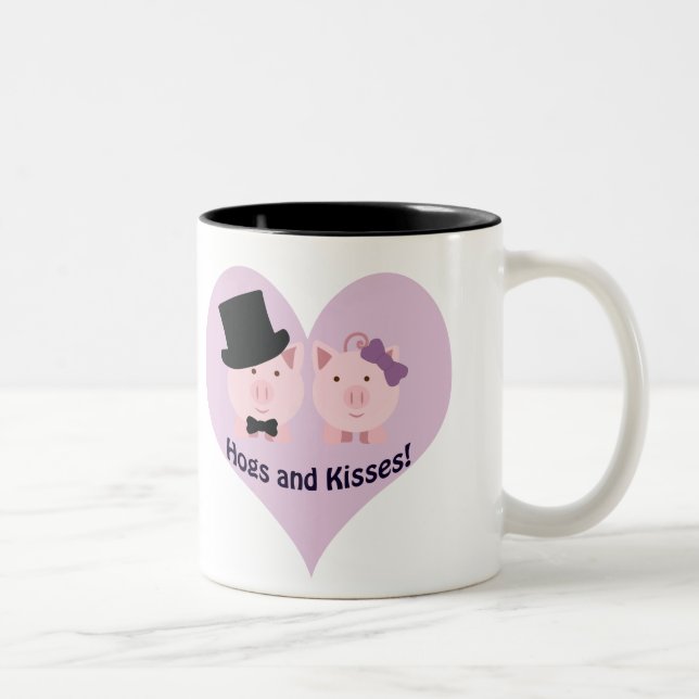 Hunde und Küsse! Zweifarbige Tasse (Rechts)