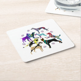 Hunde und Paws Rechteckiger Pappuntersetzer