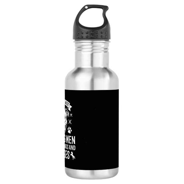 Hunde und Pferde führen Männer Edelstahlflasche (Vorderseite)