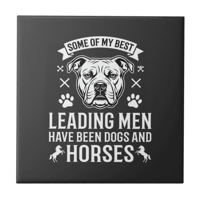 Hunde und Pferde führen Männer Fliese (Vorderseite)