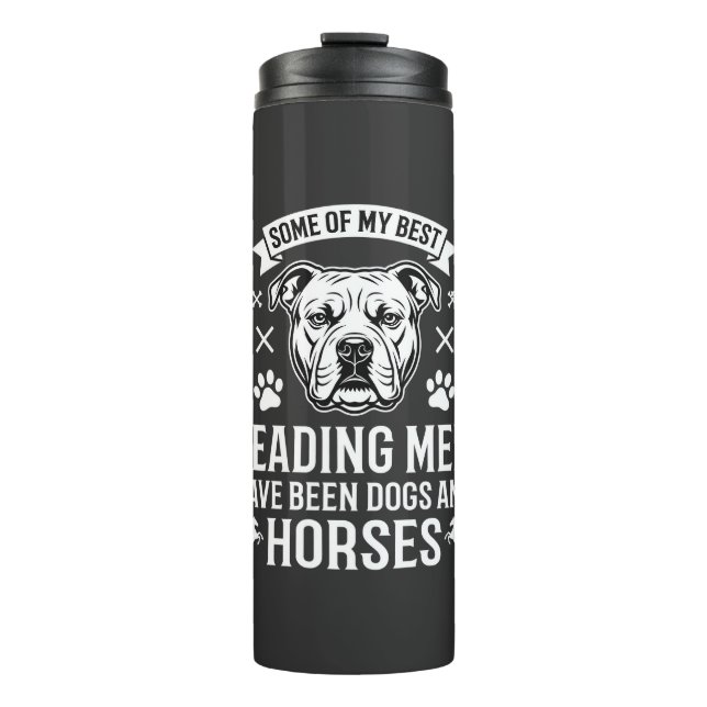 Hunde und Pferde führen Männer Thermosbecher (Vorderseite)