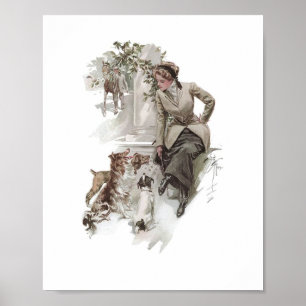 Hunde und Pferde Poster