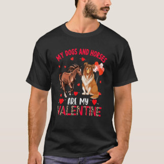 Hunde und Pferde sind mein Valentinstag Sheltie mi T-Shirt